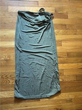 NWT Topshop Olive Green Maxi Skirt with Side Tie